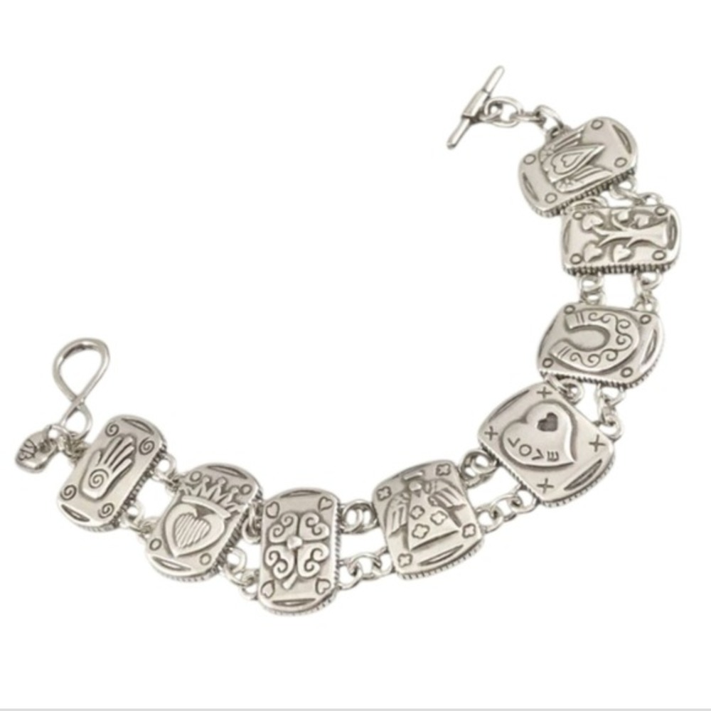 Brighton Silver pl Toggle Bracelet Charms Hearts Angel Horseshoe‎ Love